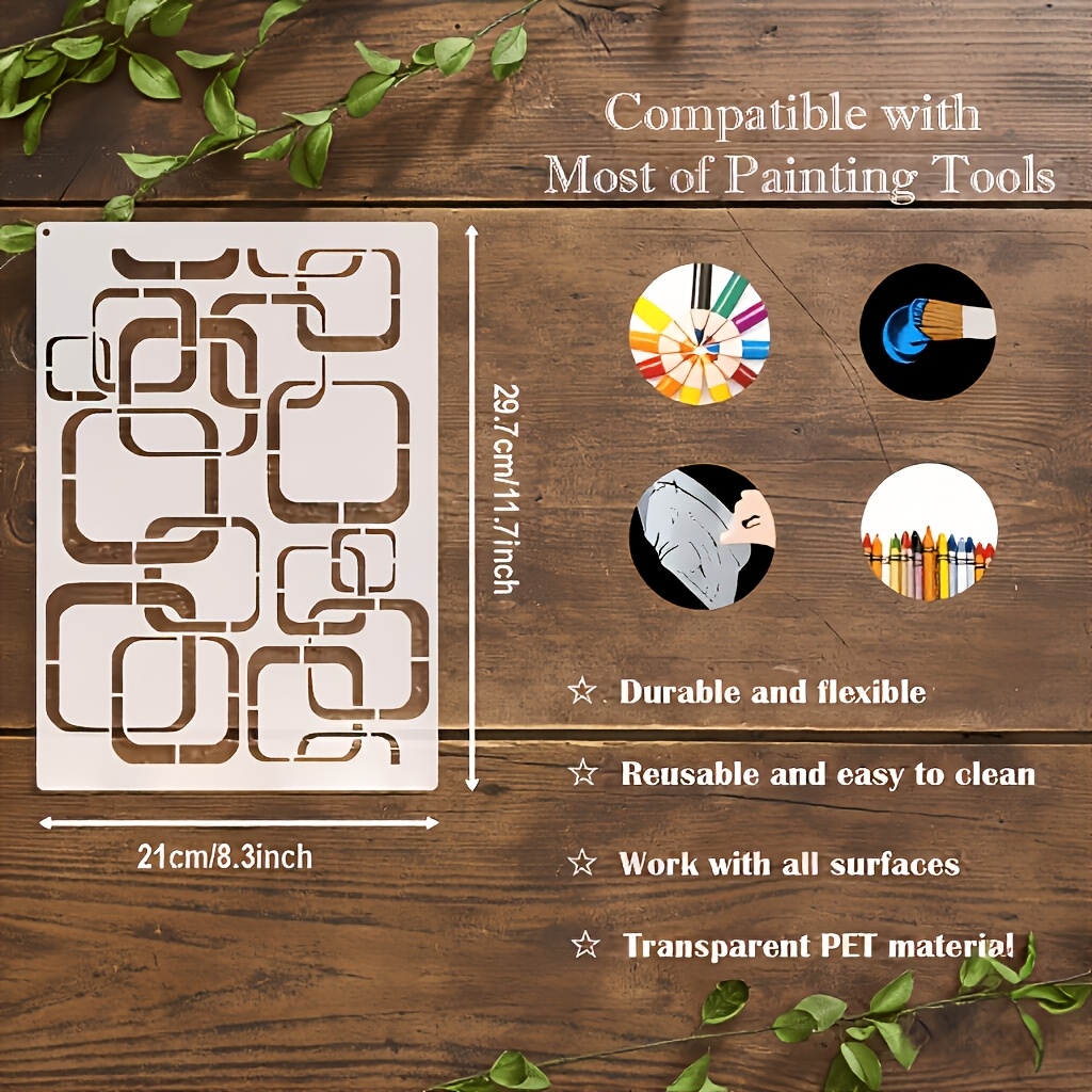 TEMU Stencil Riutilizzabile a Catena - Adatta per Decorazioni da Parete, Artigianato su Tessuto, Scrapbooking | Pittura Fai da Te con Motivo a Catena