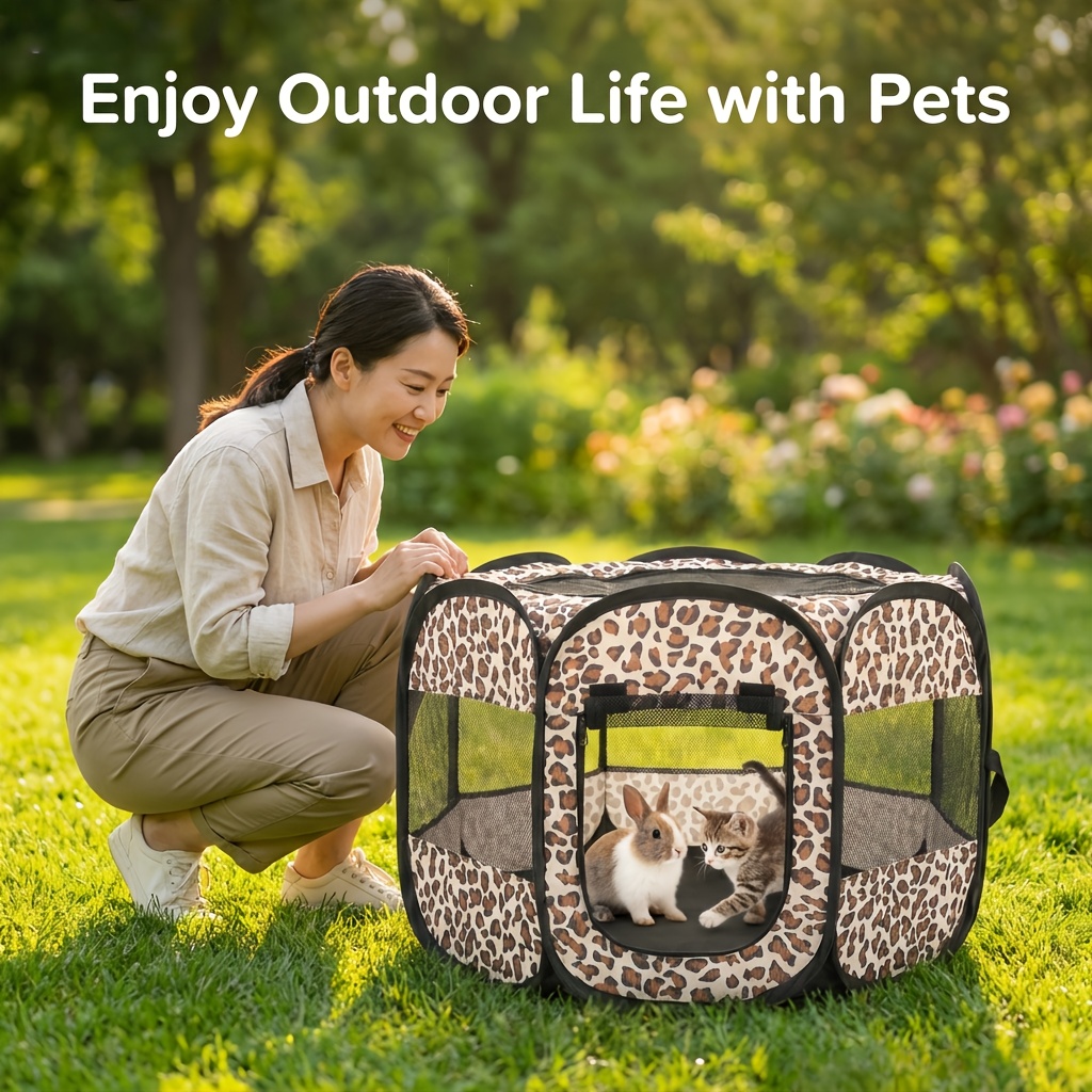 Leopard Print Small Animal Playpen for Pets