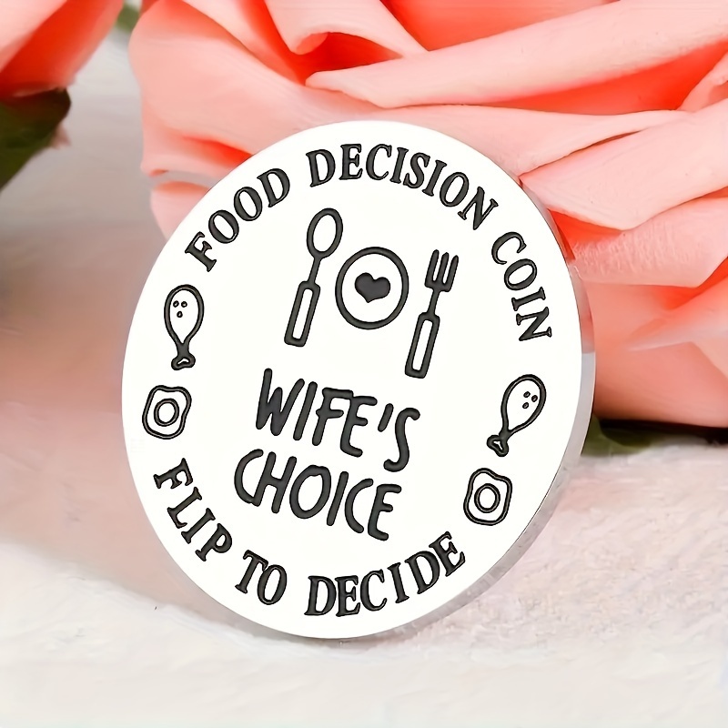 

1pc/2pcs, Stainless Steel Laser Engraved Decision Coins, Unique Valentine's Day, Anniversary, Birthday, Wedding Gifts For Men, Women, Husbands, Wives, Fun Food Flipping Coins