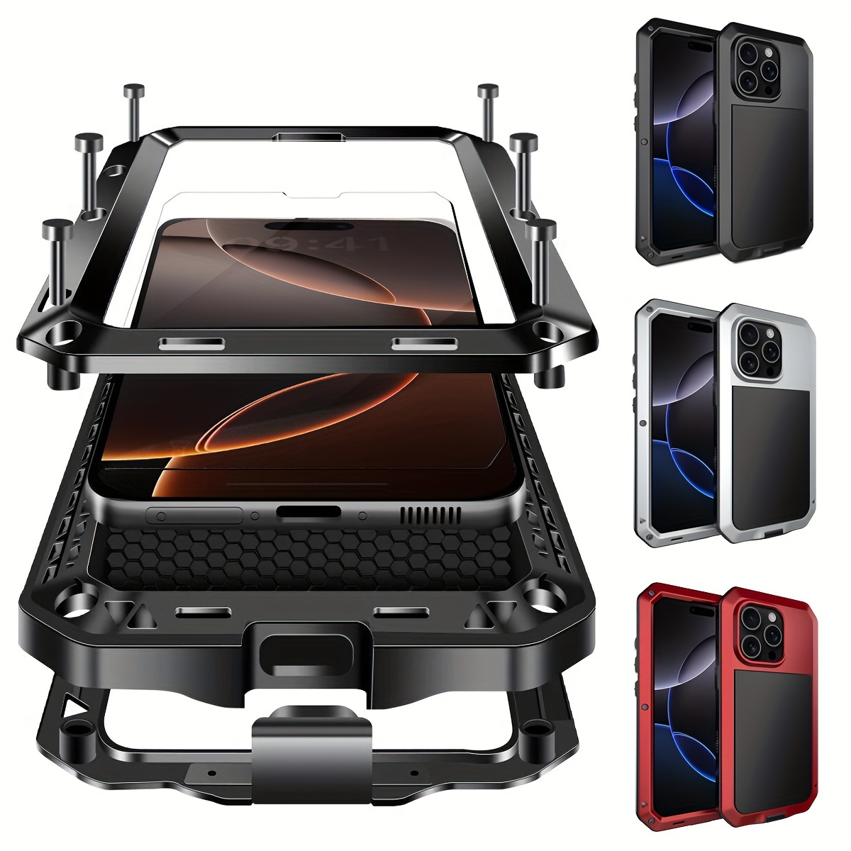 

Protective Case For Made Of Metal, Providing With A Built-in Glass Screen Protector, Covering The Body To Prevent Dust.