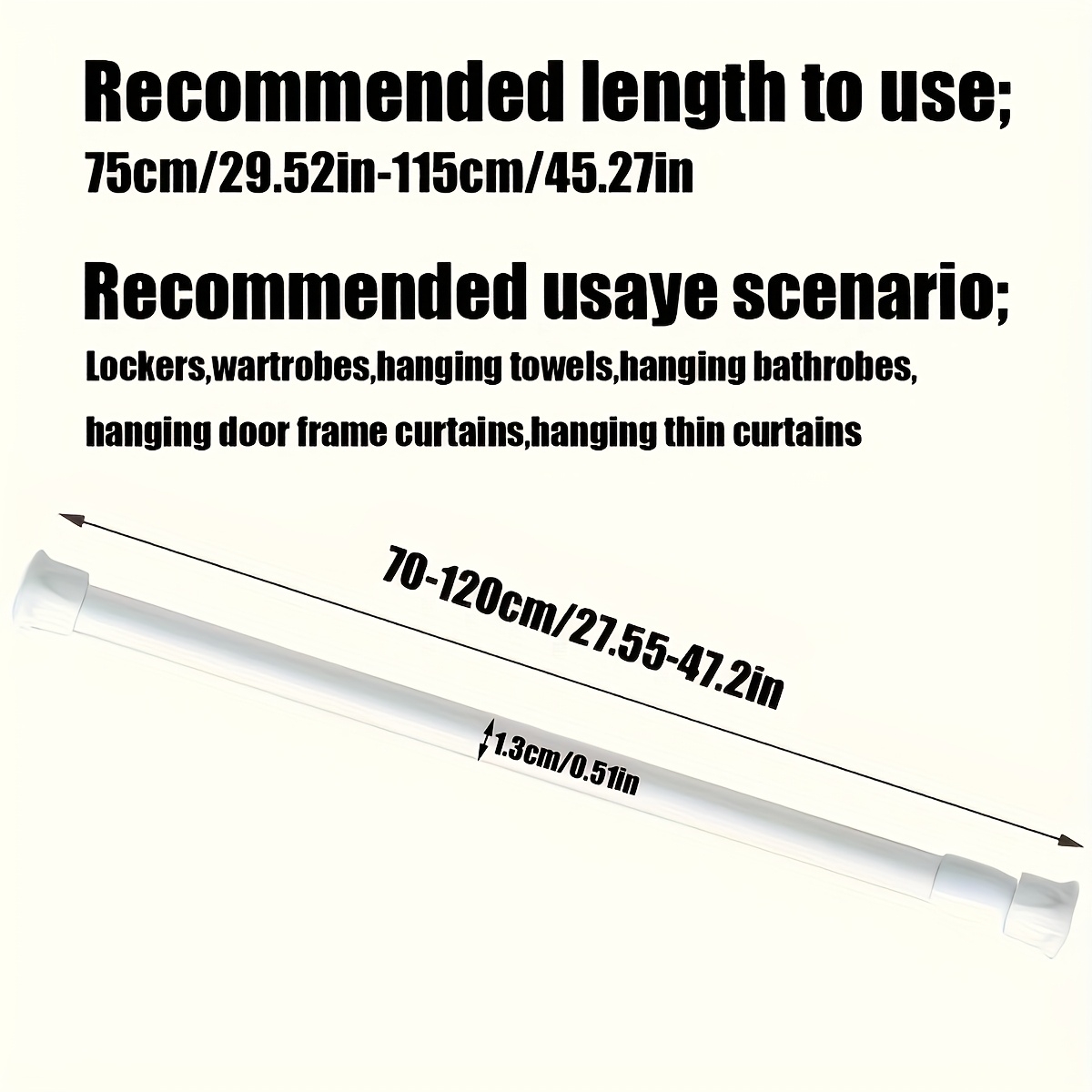 Image of 1pc No-drill Telescopic Rod, Built- And Nail-free Fixing Bar, Wall-mounted Towel Bar, For Decorating Shower Curtains, Drapes And Door Curtains, Bathroom Accessory