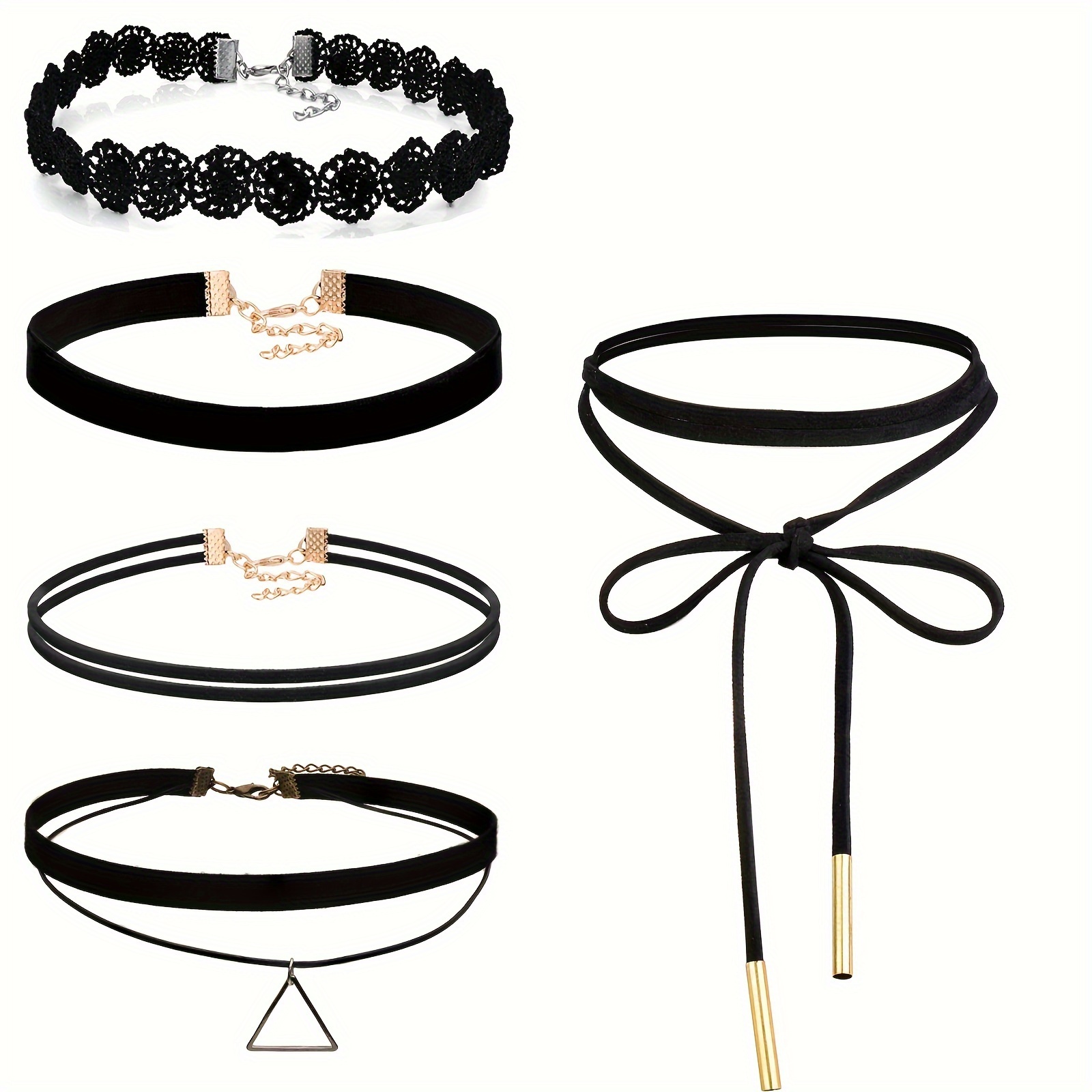 

5pcs Womens Black Velvet Choker Necklace For Women Lace Choker Tattoo Necklace