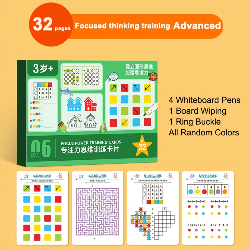 Image of Reusable Learning Workbook,pen Control Training, Focus Attention Training,interactive Activity Workbook With Matching Games,boost Thinking Skills,education Learning Tools,christmas Gift
