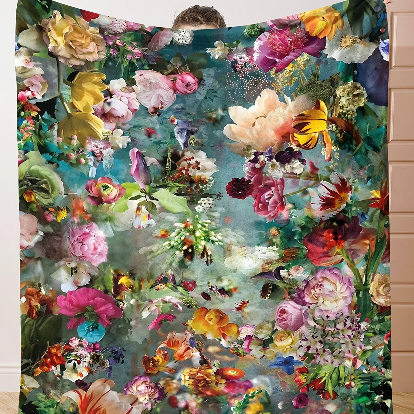 

Vibrant Floral Print Throw Blanket - 39in X 60in (100cm X 150cm) - Machine Washable, Anti-tear, Seasonal, , And - Any Room