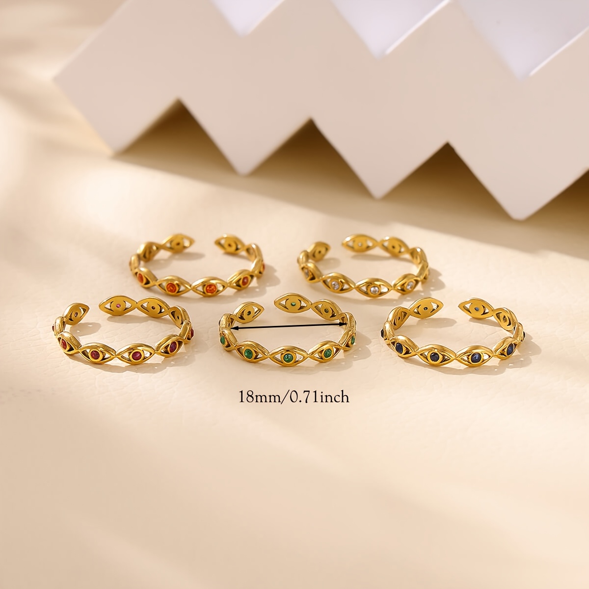 Golden-Plated Evil Eye Open Ring, Stylish Statement