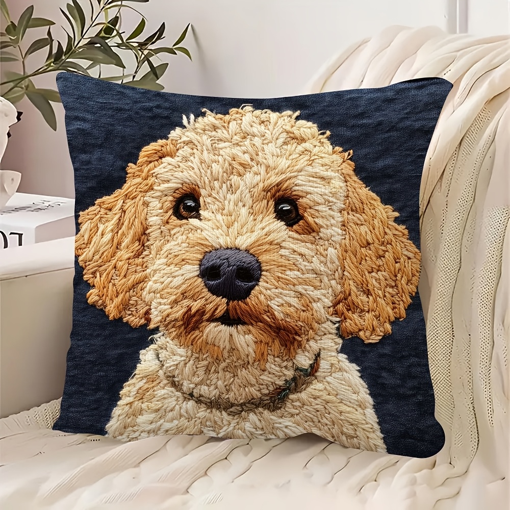 

1pc 18x18 Inch Super Soft Short Plush Throw Pillow Cover - Double-sided Embroidery-, Zip Closure, Hand Washable, Polyester - Room Decor Accent (no Insert), Cute Pillows