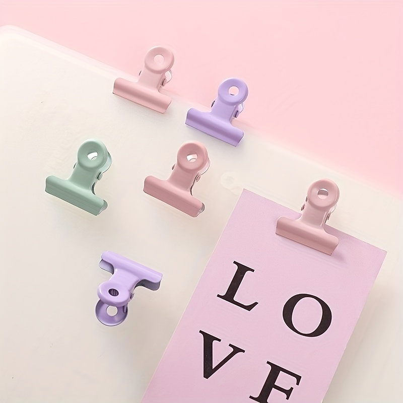 Image of 10pcs Multicolor Small Metal Clips, Metal Hinge Clips, Photo Clips, Paper File Clips For Crafts, Food Bags, Drawings, Photos At Home Kitchen & Office