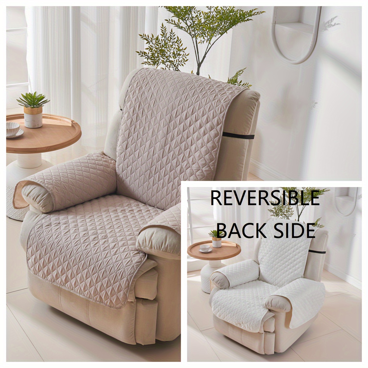 

Reversible Recliner Slipcover - Contemporary Style, Machine Washable, Pet Friendly, Elastic-band Closure, Polyester Filling And Cover - 1pc Thickened Throw Design For Office And Home Use