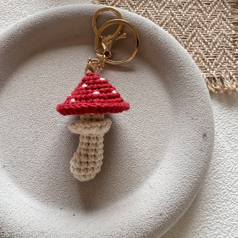 TEMU Handmade Crochet Mushroom Keychain â A And Unique Forest-themed Accessory For Bags And Keys, Ideal Gift For Nature Enthusiasts