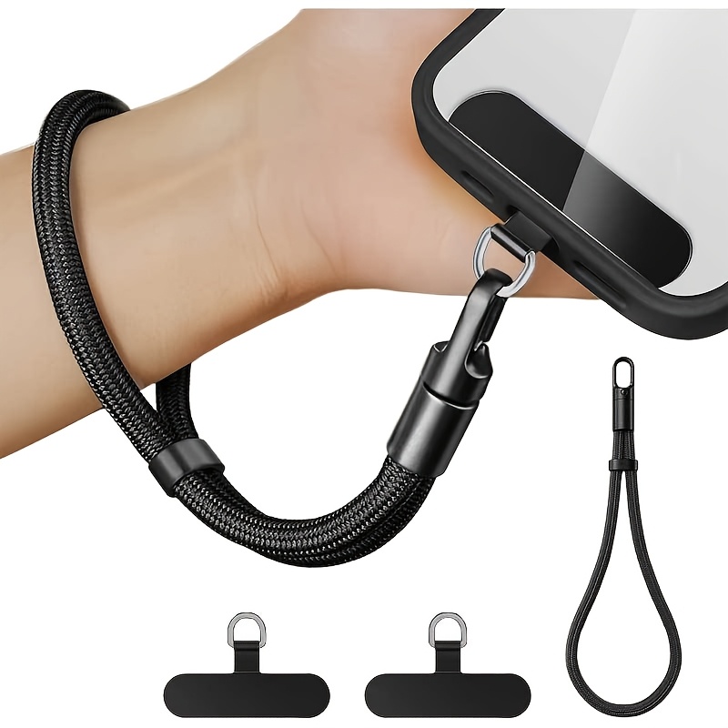 TEMU 3pcs Phone Lanyard Set, Including 1pc Lanyard And 2pcs Clips, Phone Wristband, Phone Lanyard Tag, Phone Lanyard Clip, Phone Lanyard Connector,