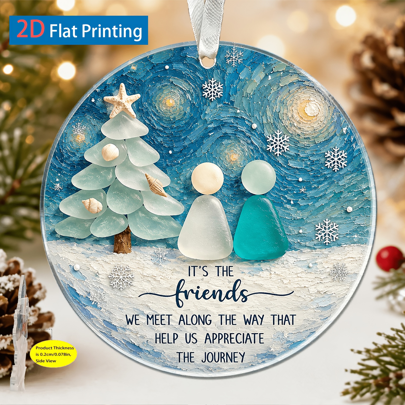 TEMU 2d Flat 1pc Theme Acrylic Ornament - With "it's The " Quote, Winter Christmas Tree Decor, Suitable For Holiday Decorations, Best Friend Gifts,