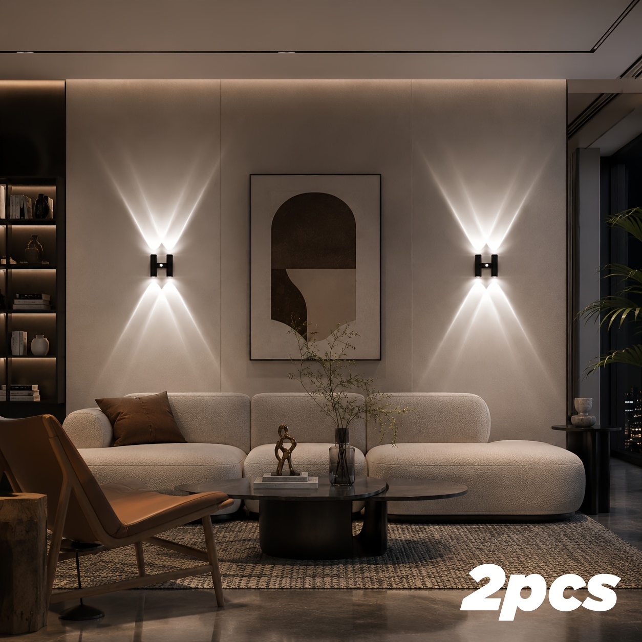 TEMU 2pcs Led Wall Light With Sensor, Modern Height-adjustable Design, Suitable For Indoor Lighting In Bedrooms, Living Rooms, Staircases, And
