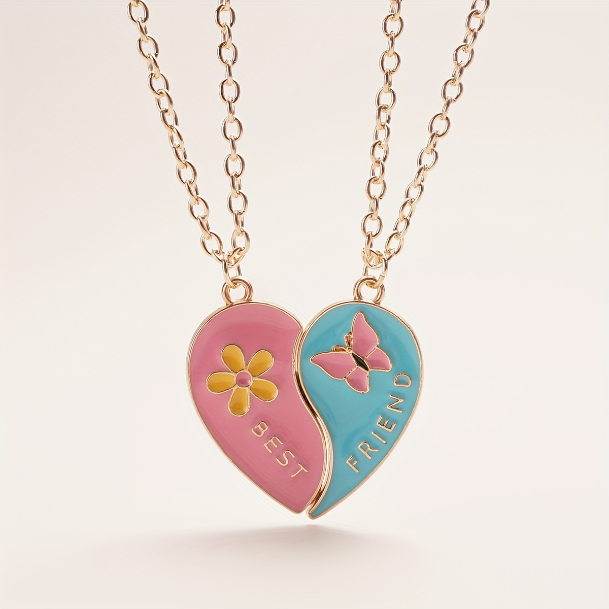 2pcs Butterfly Daisy Geometry Choker Pendant Necklaces Set