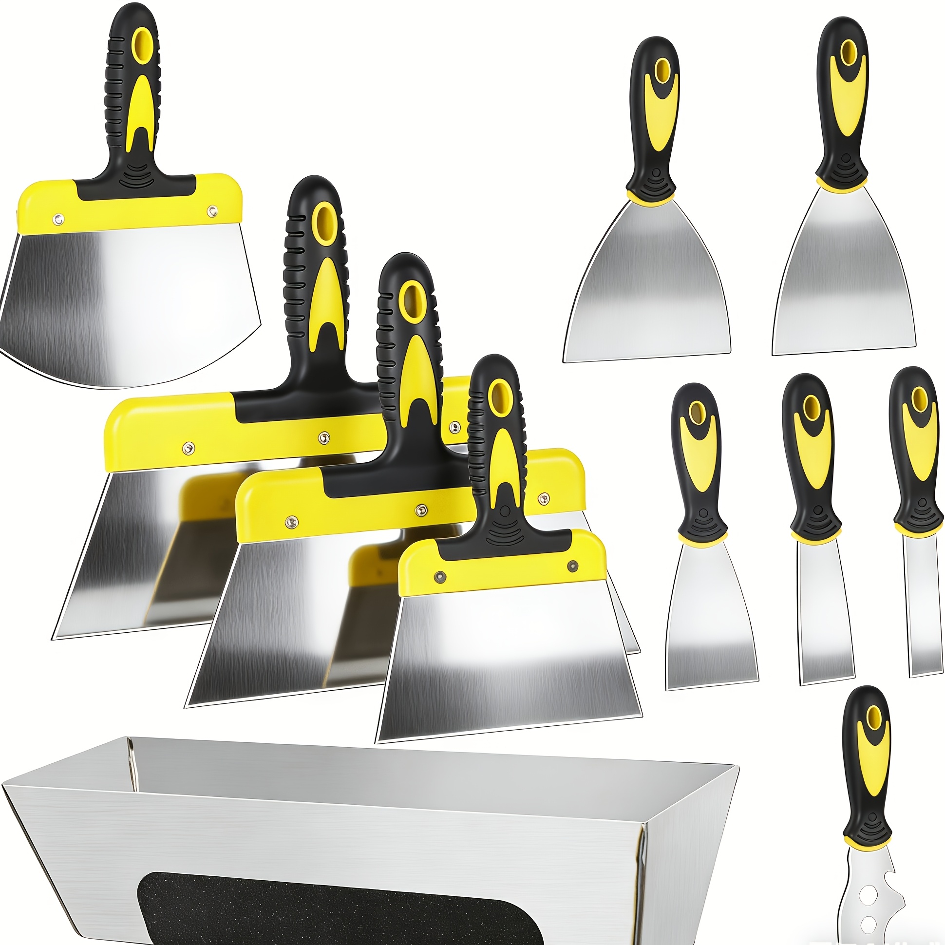 11pcs Stainless Steel Scraper Set, Complete Painting & Smoothing Tools With Storage Box