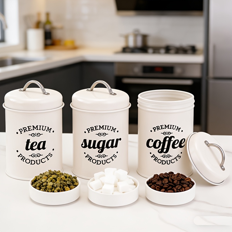 3pcs food storage container set with sealed lid retro design food storage room organizing tool for storing biscuits flour tea Product details 2
