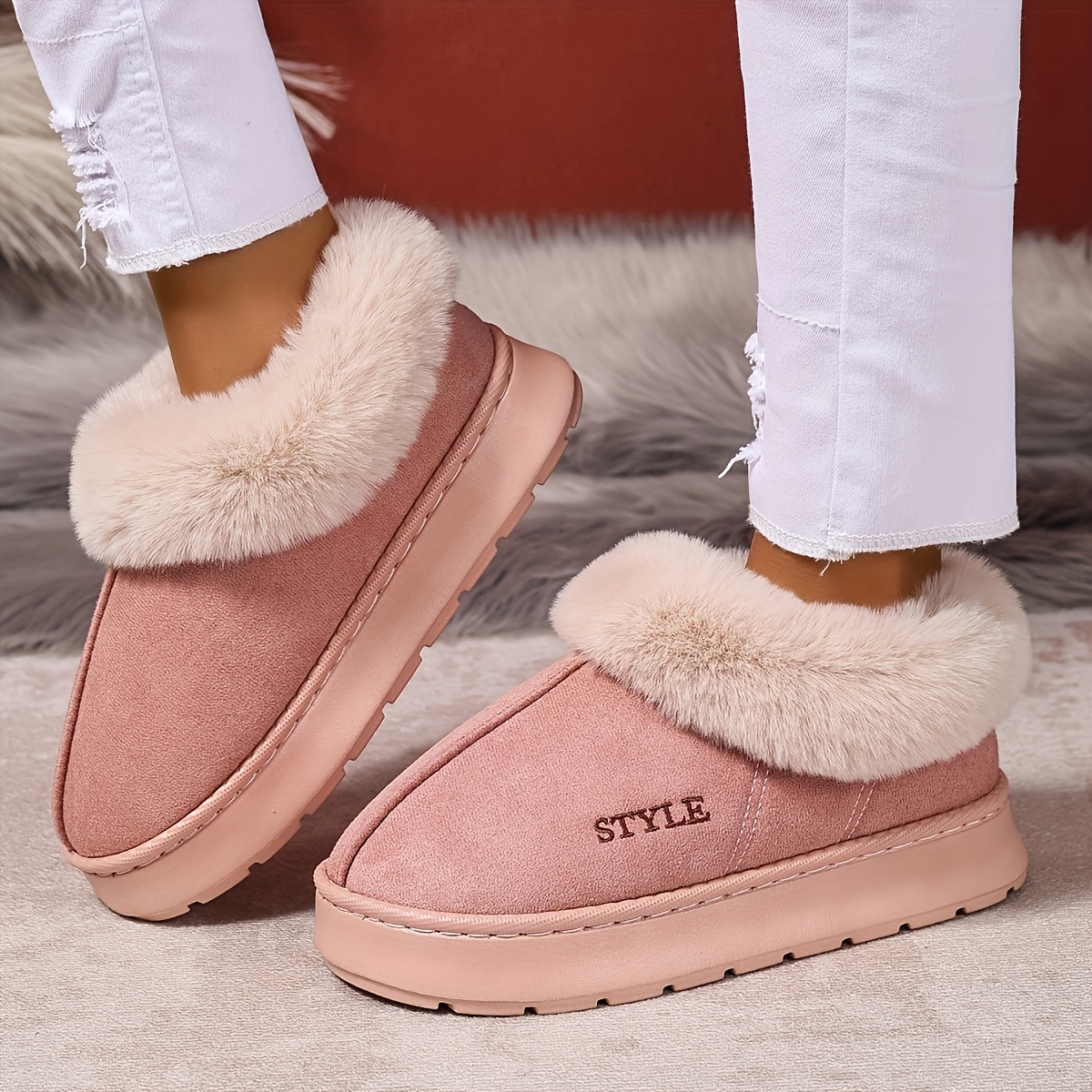 TEMU Stylish And Elegant Super Cozy -lined Home Shoes, Casual Snow Boots - Perfect For Indoor/outdoor Use, A Great Gift For Home Or Travel, Unisex,