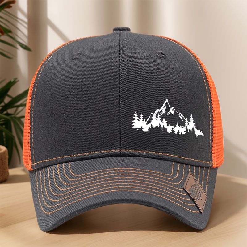 TEMU Print Baseball Cap Outdoor Hiking Sports Breathable Sweat-wicking Duckbill Hat Spring Summer Mesh Woven Trucker Cap