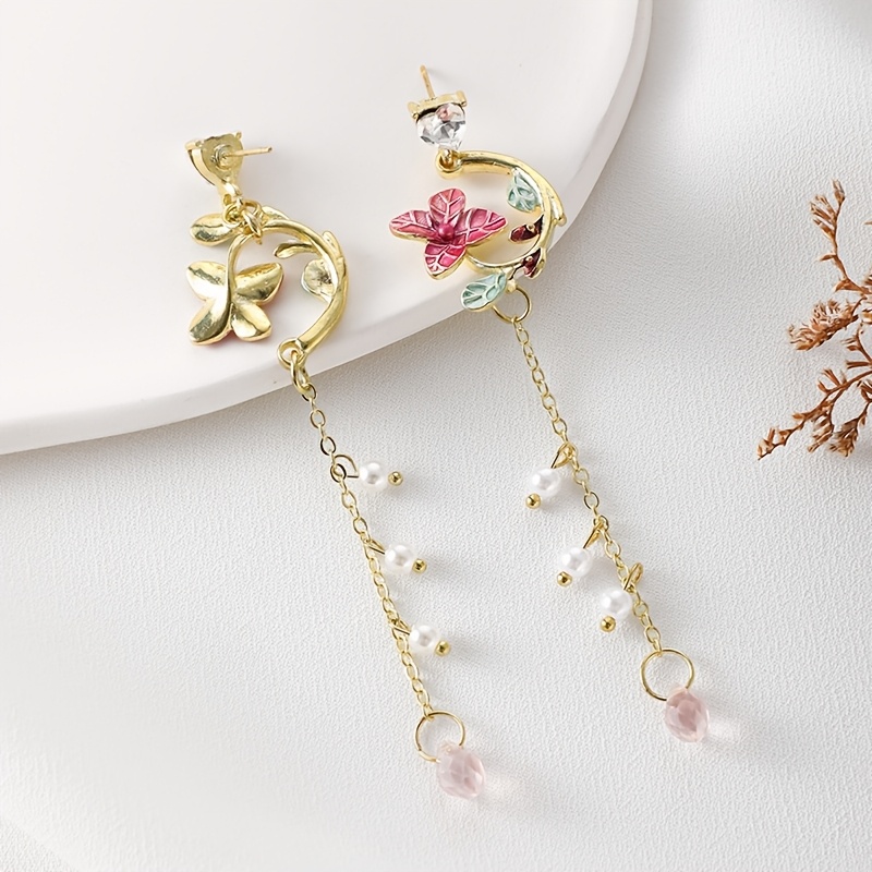 Women's Forest-Style Butterfly Tassel Drop Stud Earrings