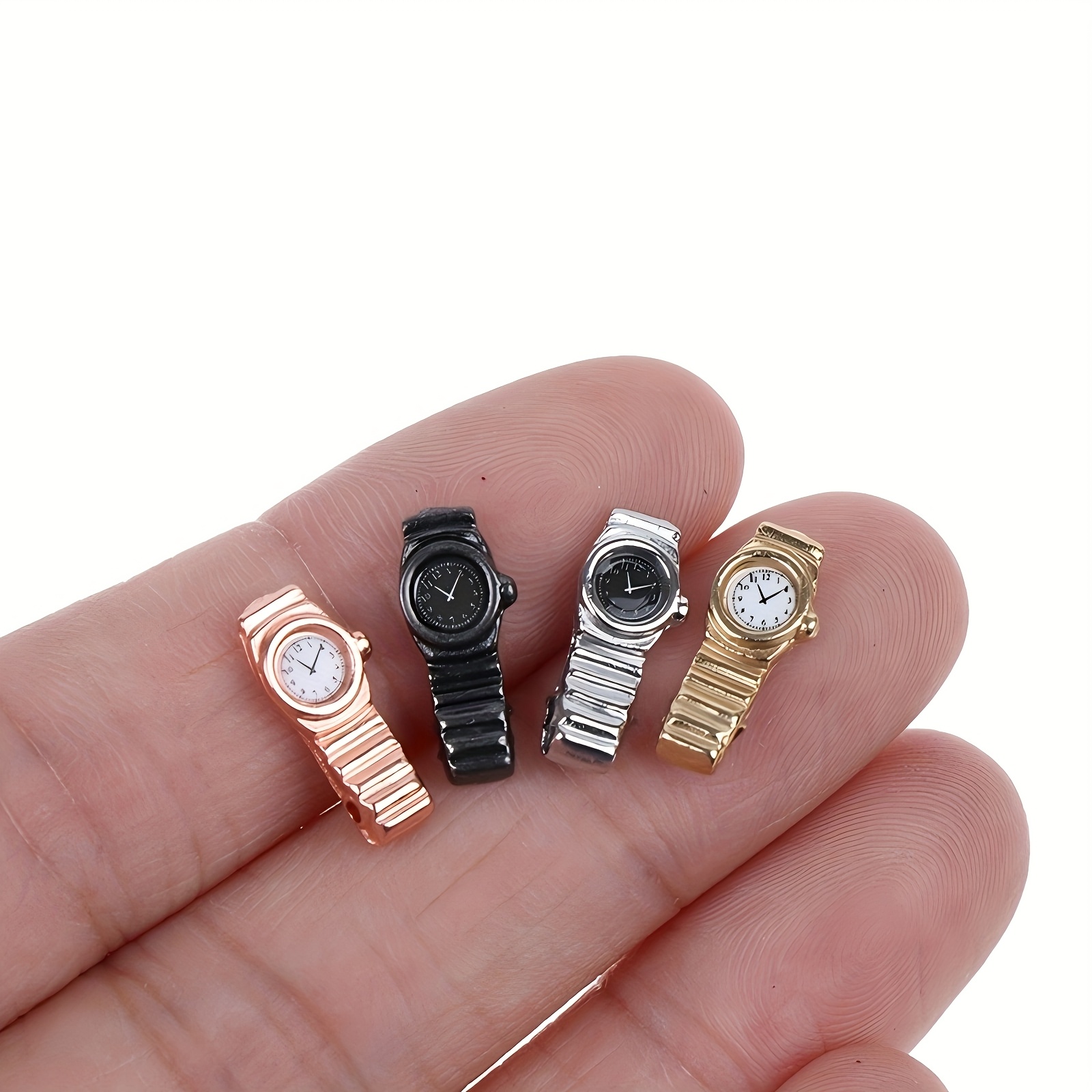 TEMU Fashion Mini Metal Watch Set - Battery-free, Ideal For Dollhouse Decor & Collectibles