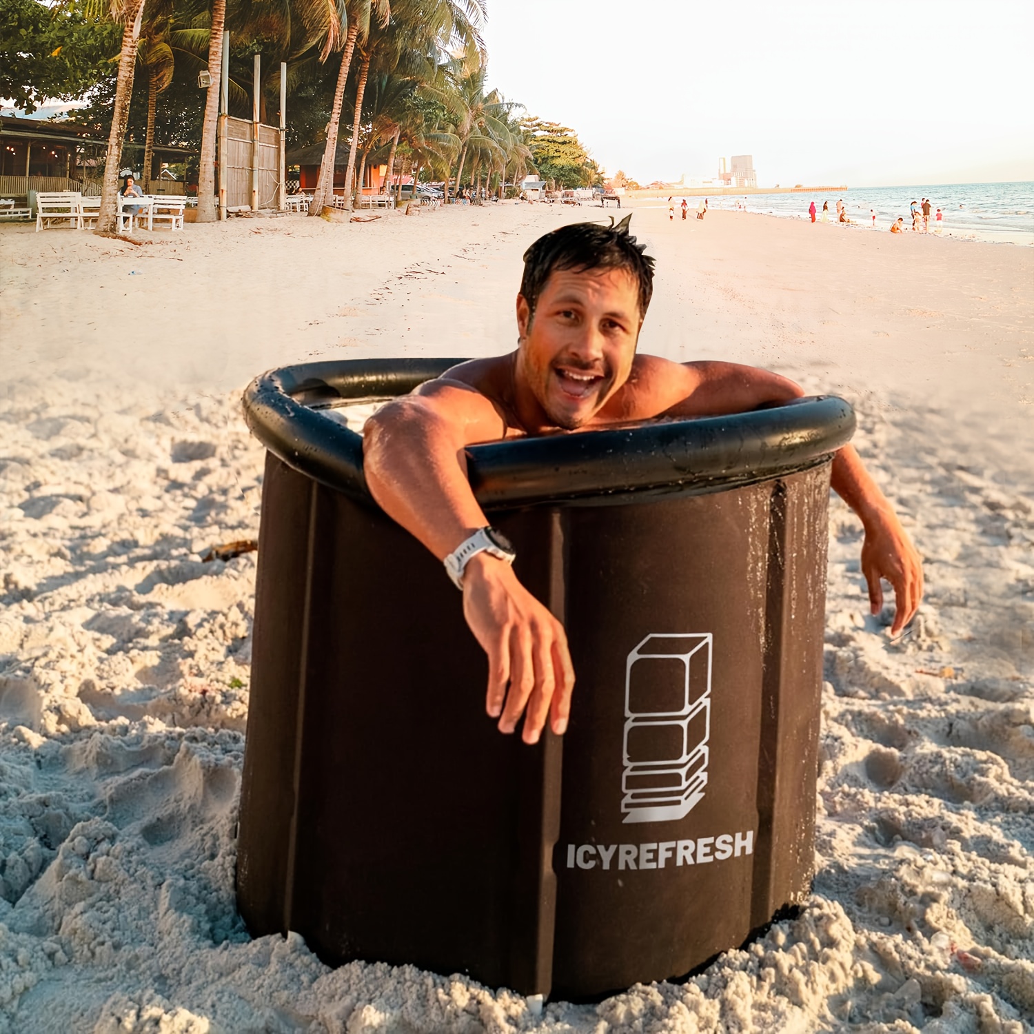 Large Ice Bath Tub for Athletes with Cover with Storage Bag 105 Gallons(400L) Portable Cold Plunge Tub