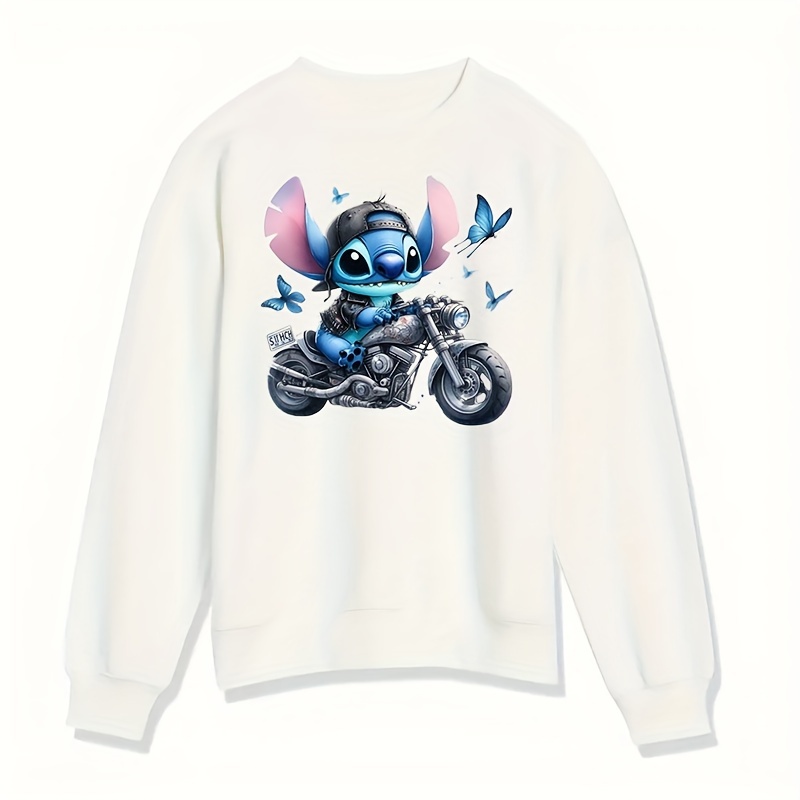 

Disney Stitch Riding Motorcycle Cartoon Iron On Patches, Heat Transfer Sticker For Diy T-shirt Clothing Coat Jeans Backpacks Easy Heat Pressed Decals Washable Cute Heat Transfer Sticker