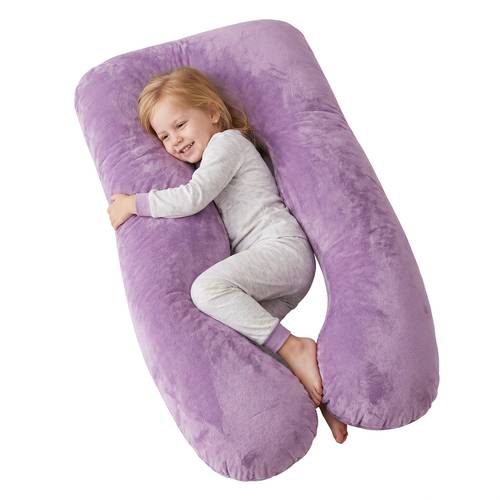 55-inch U-Shaped Body Pillow Suitable for Pregnancy & Maternity Support, Foam & Quilted Cover, Removable Machine-Washable Case, Bed Pillow for and, Gift for ( )