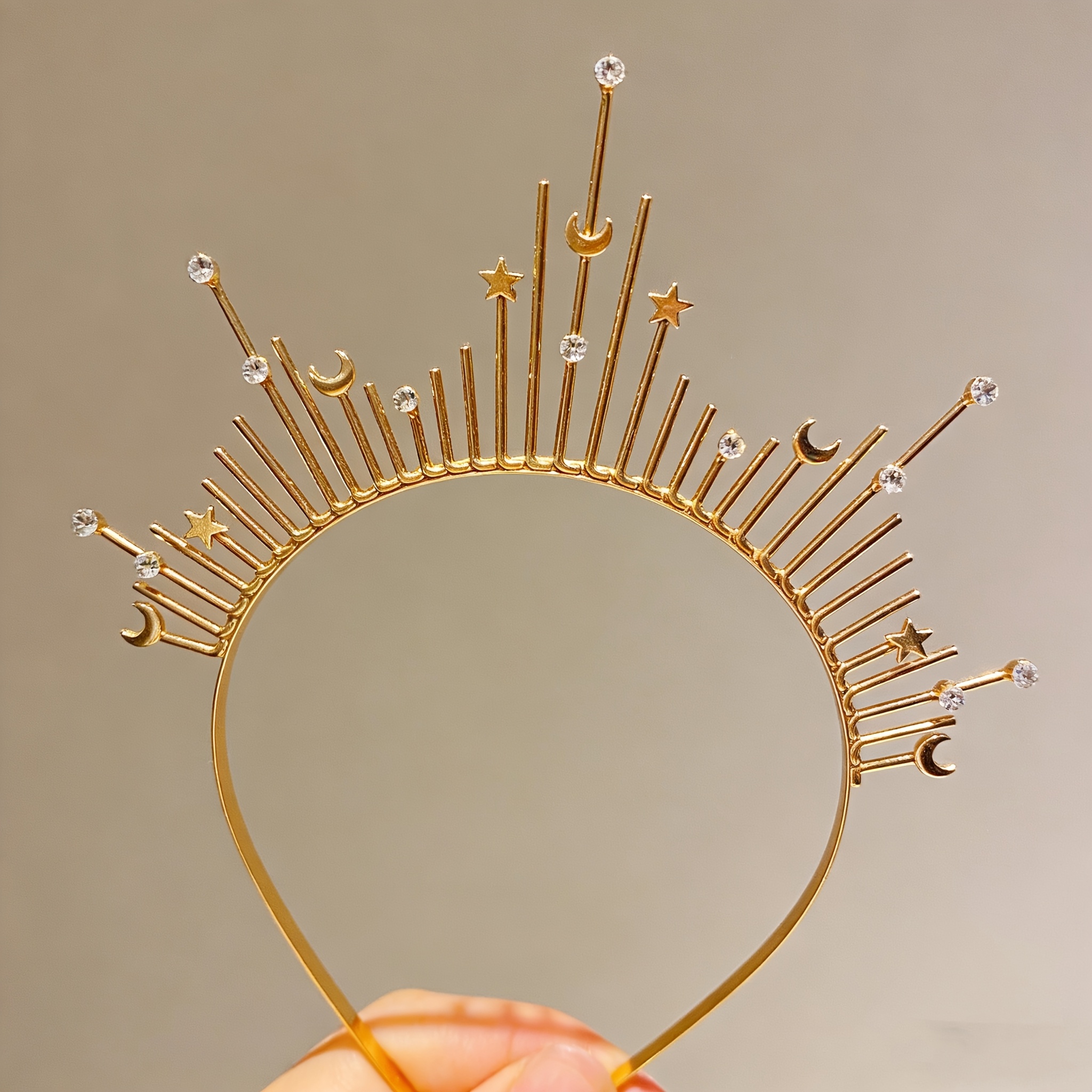 TEMU Serre-tête couronne style de soleil avec et lune, adapté pour les festivals de musique, et les fêtes