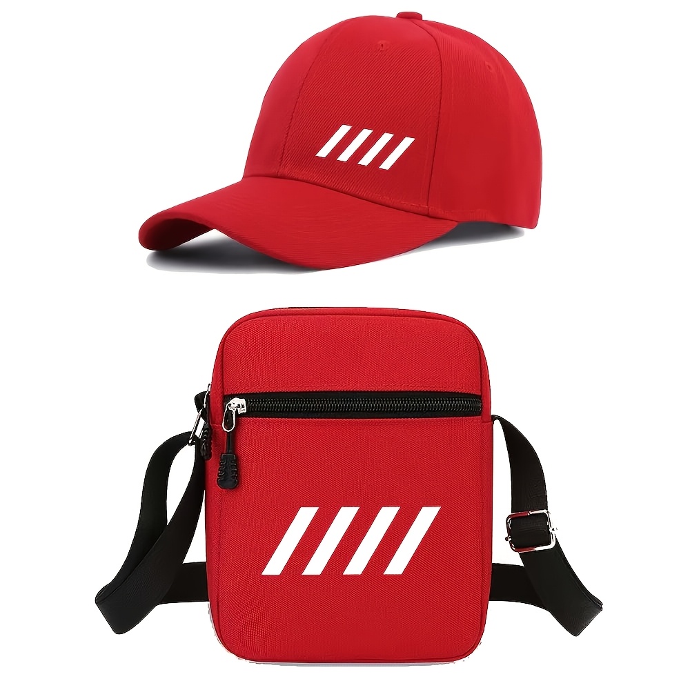 Casquette & Sac Bandoulière Streetwear 1 Casquette de baseball, 2pcs Casquette de baseball tendance avec imprimé de lettres et sac à bandoulière, Chapeau de soleil unisexe réglable