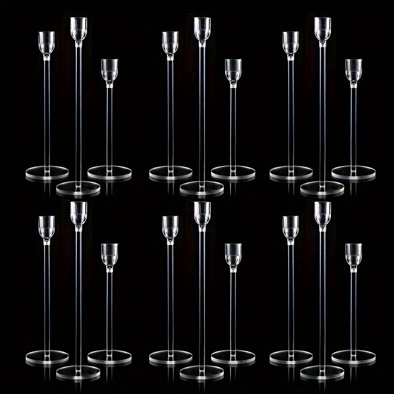 

18pcs Set Acrylic Candle Holders For Table Centerpieces, Taper Candle Stick Holders For Living Room Dining Table Decor Wedding Party Halloween Christmas Decorations