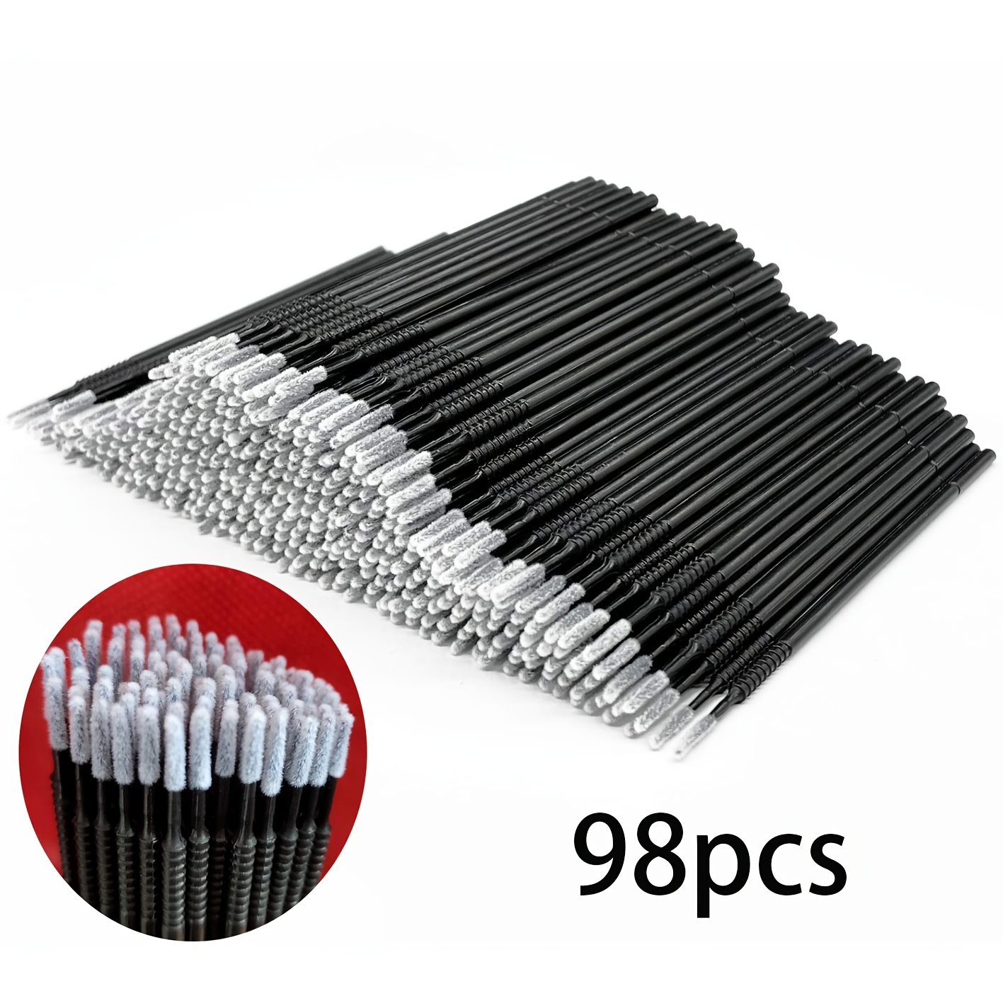 TEMU 98pcs Pack Micro Brushes & Swabs Suitable For Eyelash Extensions, Makeup, Automotive Paint Touch-ups, Precision Applicators With Suitable For