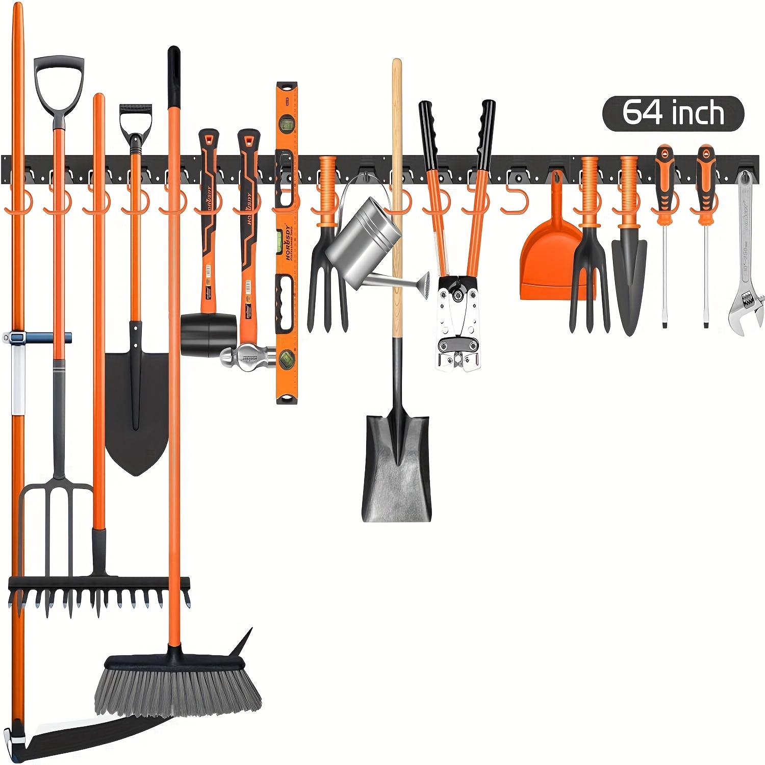TEMU Wall Mount Tool Storage Rack Heavy Duty Garage Storage Tool Organizer Garden Tool Wall Hooks And Hangers For Mop Broom Shovel Rake Hammer