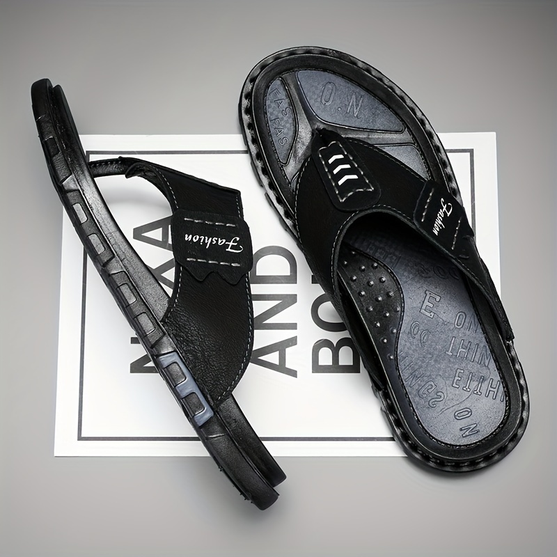 

Sandales en cuir PU pour hommes, confortables et antidérapantes, idéales pour la marche en intérieur et en extérieur, chaussures de plage pour le printemps et l'été
