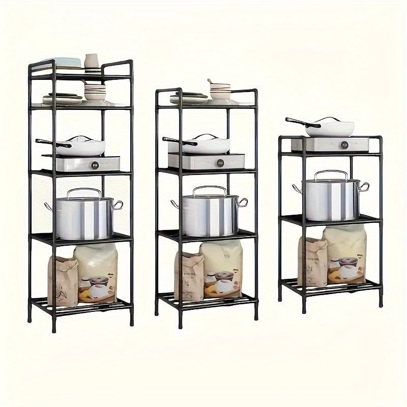 

Versatile 3/4/5-tier Stainless Steel Storage Rack - Space-saving Kitchen Organizer With Metal & Plastic Shelves, Perfect For Home Organization