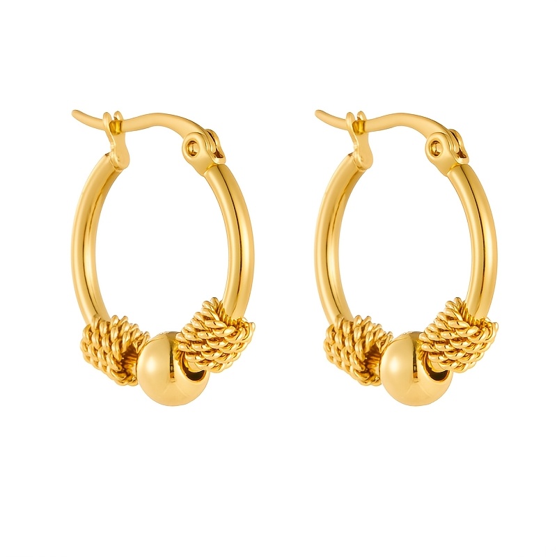 Stainless Steel Geometric Bead Earrings for Women