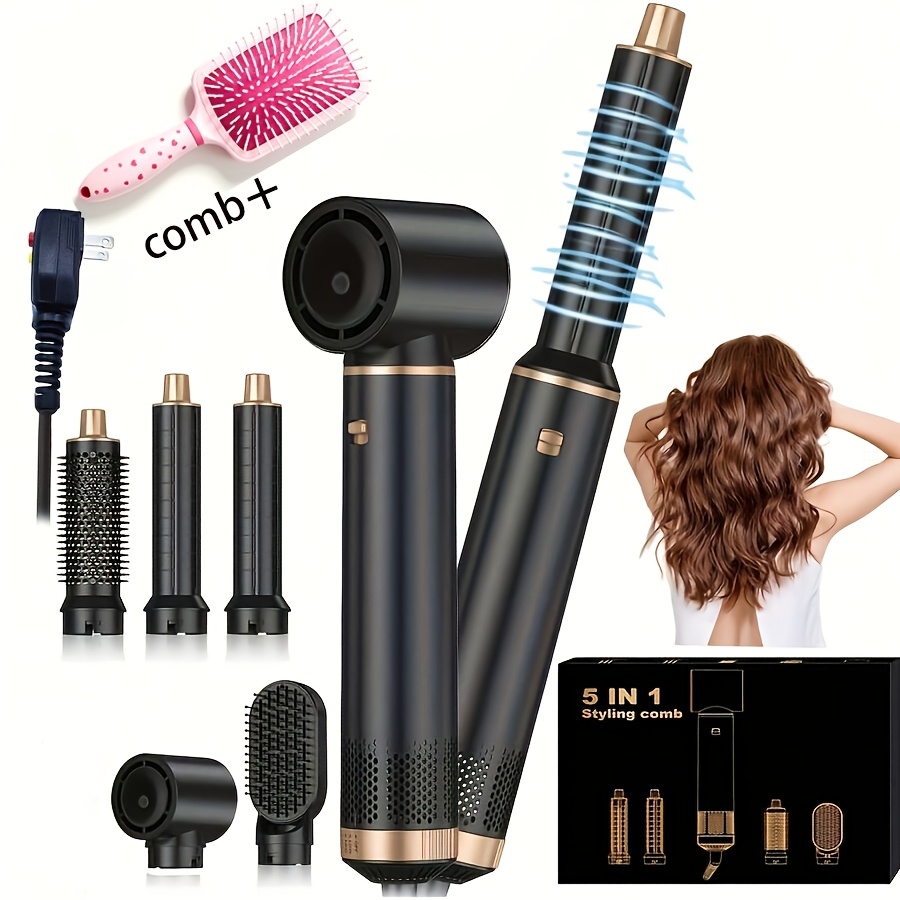 TEMU Hair Dryer Brush 5in 1, Negative Ion Blow Dryer Brush Set Upgrade Hot Air Brush As A Gift For Straight//drying/smoothing Air Styler Curling Wrap