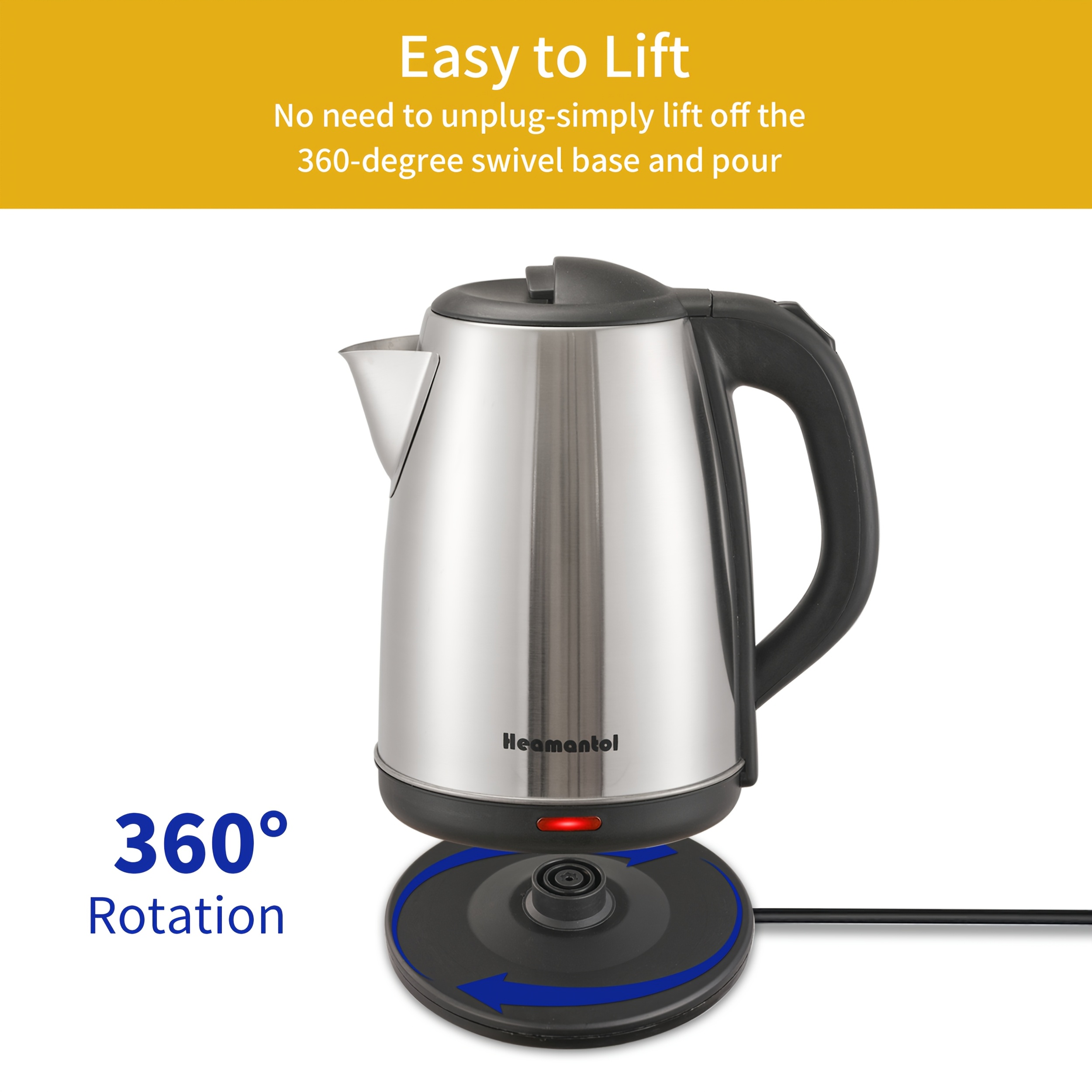 TEMU Electric Kettle, 1.8l Hot Water Boiler, Hot Water Kettle With Auto Shut-off&boil-, Stainless Steel Interior Electric Tea Kettle Pot, Teapot