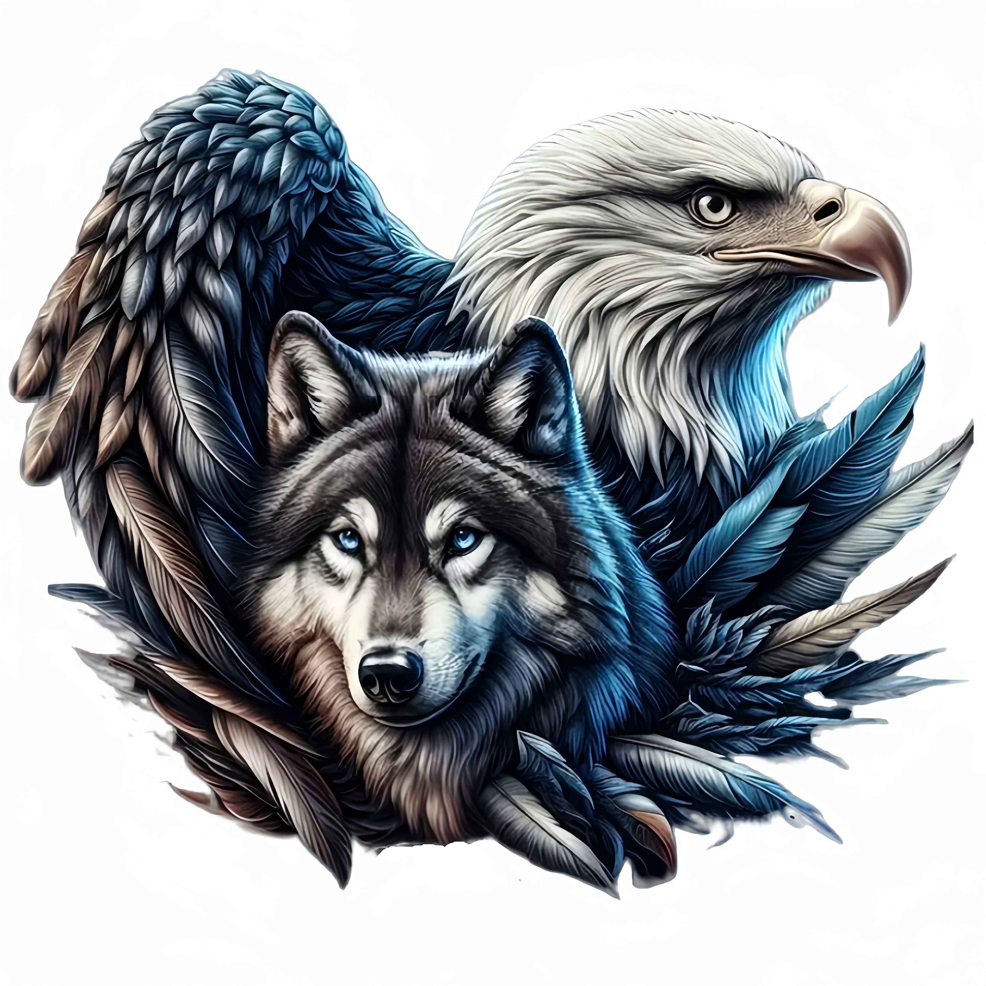 

1pc Eagle And Wolf Vinyl Decal, Pvc Sticker For Laptops, Tumblers, Windows, Wall Art, Car , And Waterproof, Easy To Apply And Remove