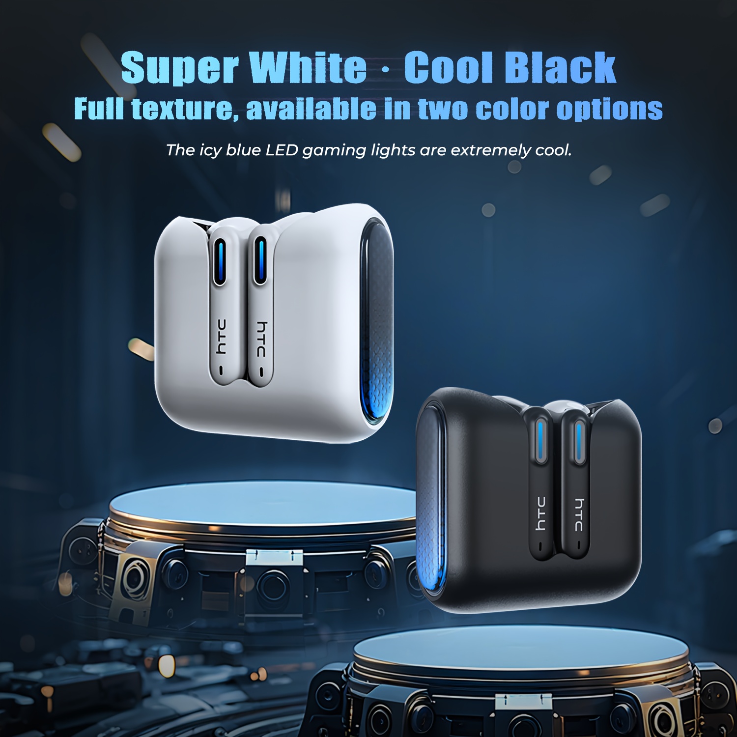 Écouteurs traducteurs sans fil HTC NE49 TWS avec traduction multi-langues, son HD, suppression du bruit, micro intégré, rechargeables par USB, batterie