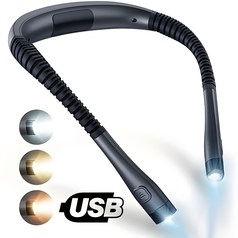 1pc led flexible neck reading light book light for bed reading 3 colors 3 brightness levels   usb rechargeable lamp durable and versatile for reading work running knitting repair