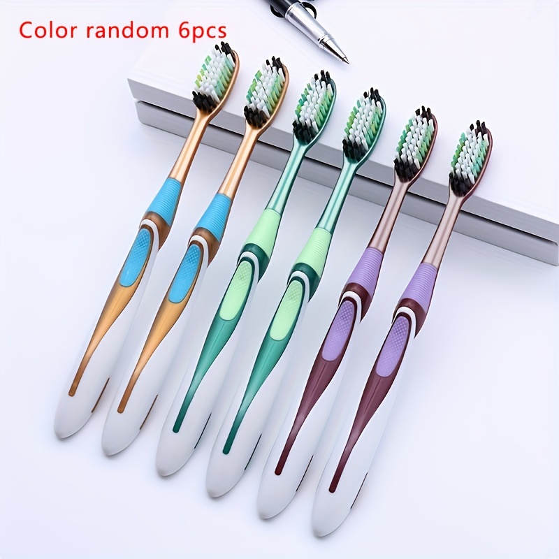 

6-pack Medium Hardness Polyester Bristle Toothbrushes For Family Use