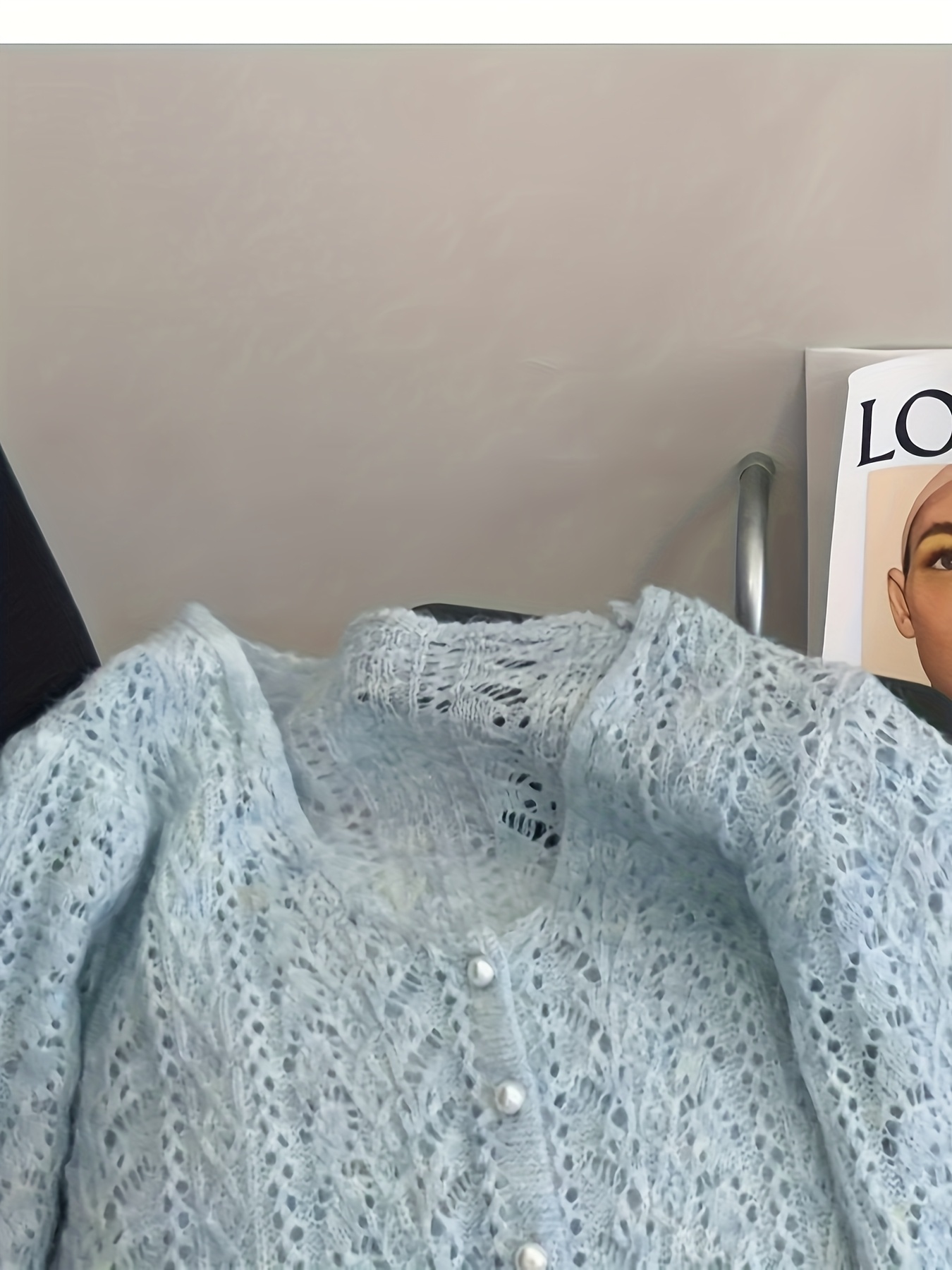 crochet sweater with buttons sold on Temu Canada