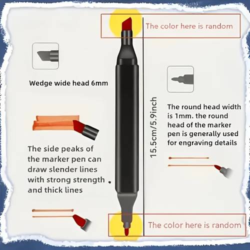 pemilihan rawak 1pc pen marker dwi-hujung dengan rawak, sesuai untuk , lakaran, , kaligrafi, perancangan, dan bentuk untuk pek dinaik taraf dan kanan, bentuk dwi-hujung dengan hujung dan , penggunaan pelbagai fungsi