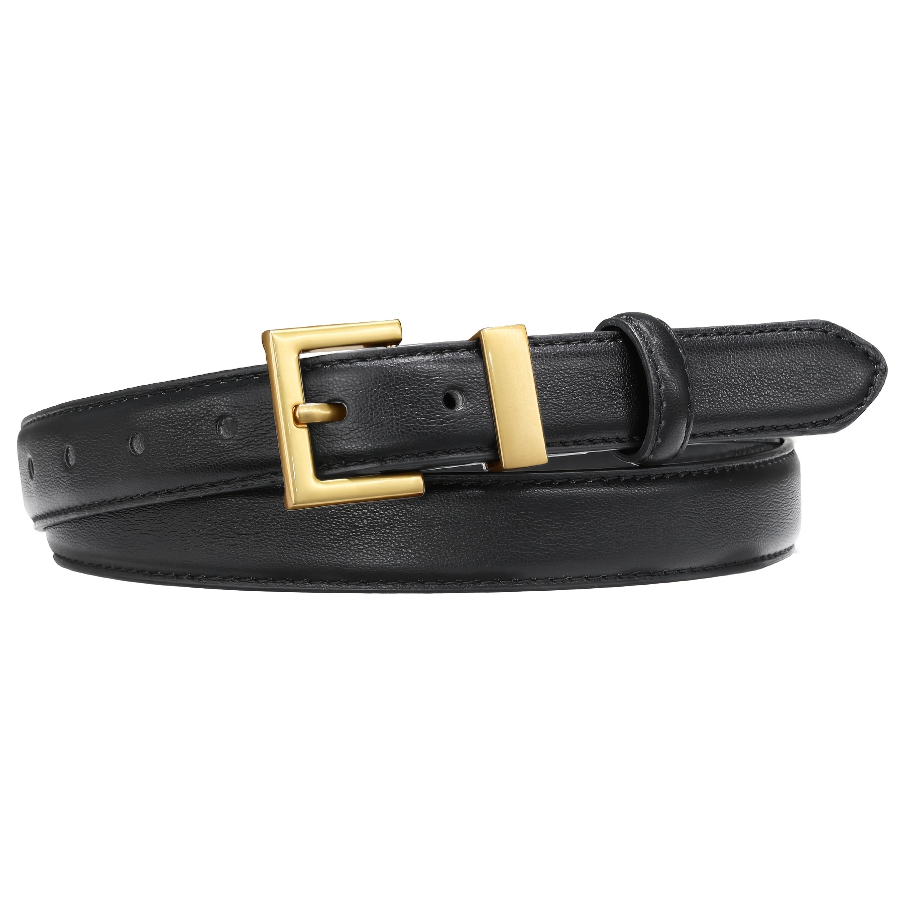 Image of Women's Belt With Square Golden - Ladies Versatile Waist Belt For Jeans Pants Dresses, Thin Waist Belt For Women