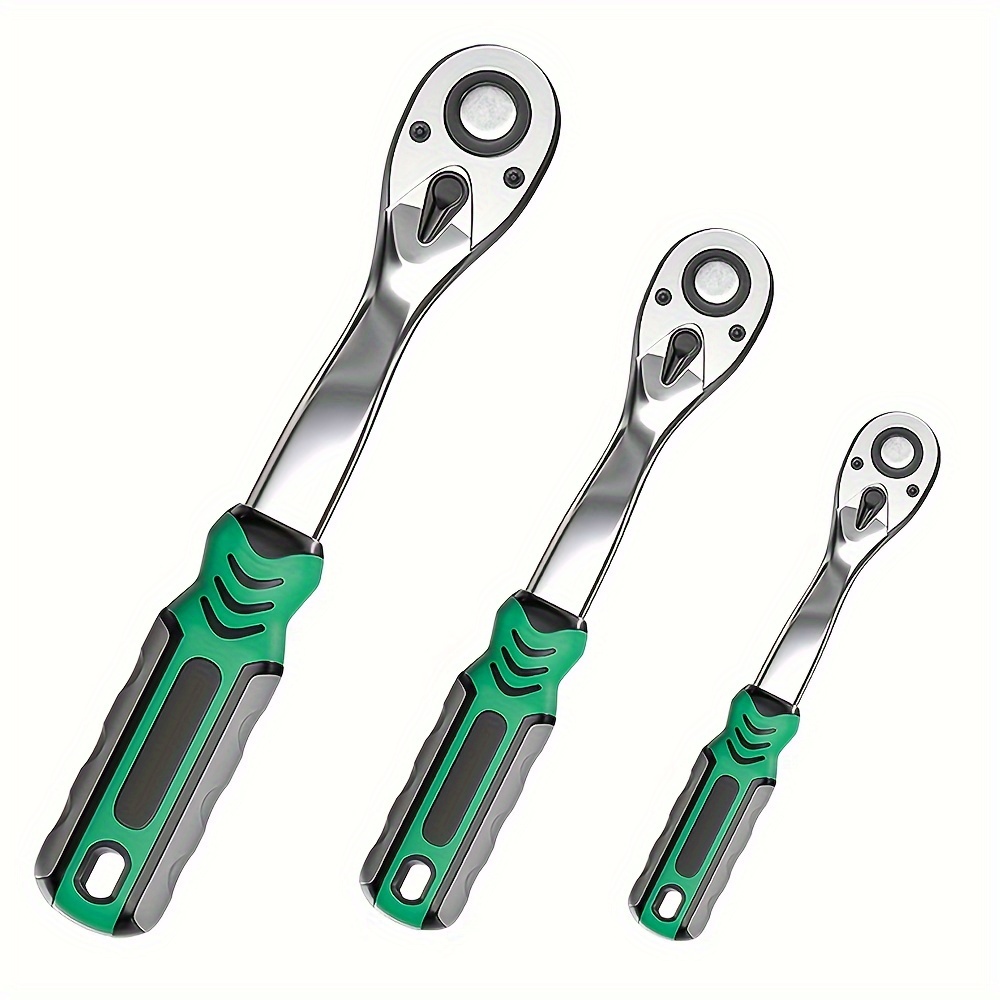 

3-piece Ratchet Wrench Set, 1/4", 3/8", 1/2" Reversible 72-tooth Drive Socket Wrench, Drive Ratchet Socket Wrench