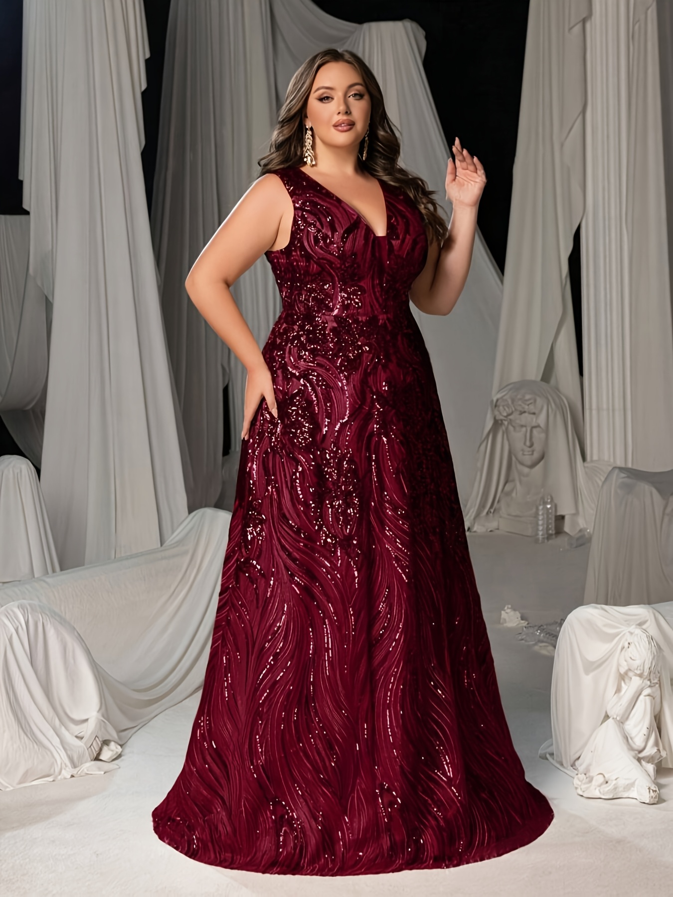chinese dress ladies Plus-Size Off-Shoulder Prom Dress with Long Sleeves PromGirl