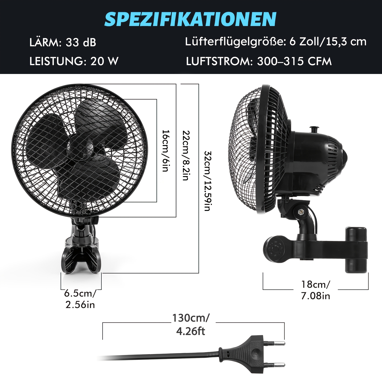 Image of Greenhouse Fan Clamp-type Fan Planting Tent Multi-speed Automatic Swivel Fan, Plant Tent Clip-on Fan, Featuring A Newly Designed Long-life Ec Motor, Dual- Adjustable Fan, 90° Rotation, 22cm Diameter