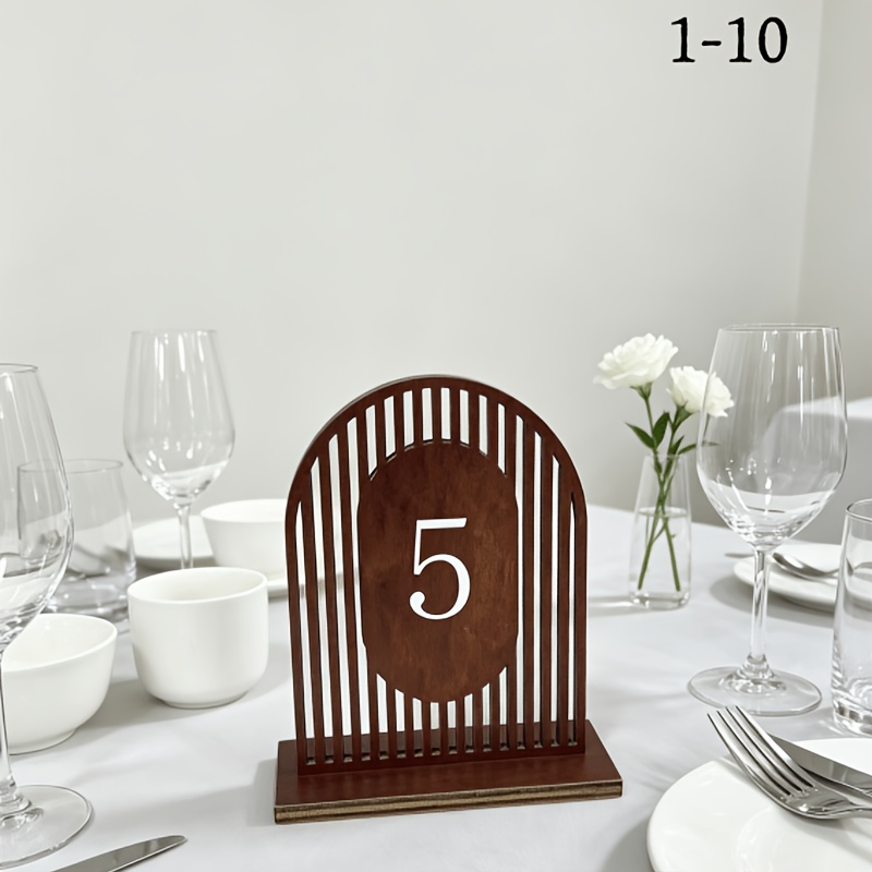 TEMU Lot de 10 supports numérotés en bois pour table de banquet de mariage, cartes de place autoportantes, guide de placement pour réception de