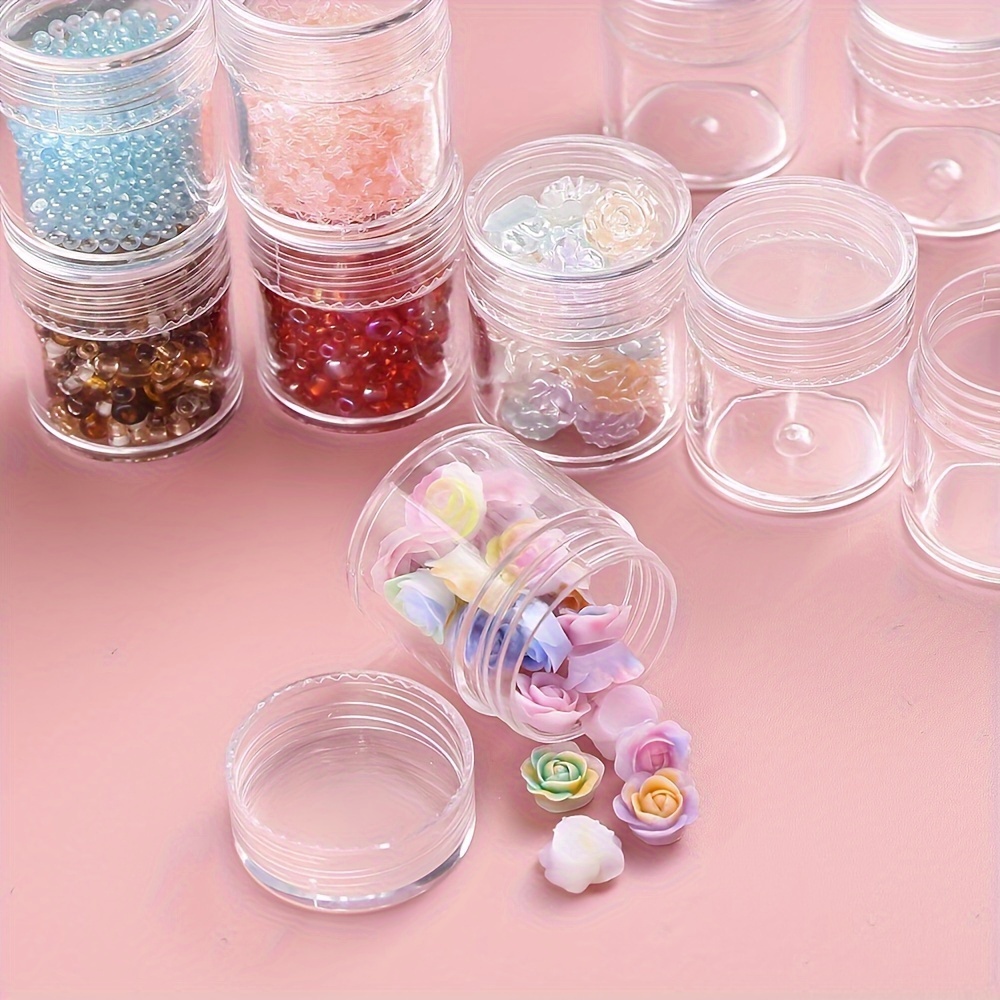 

12pcs Mini Transparent Plastic Storage Containers - Round Bead Organizer With Independent Lids For Diy Crafts, Nail Art, Jewelry, Rhinestones & Accessories
