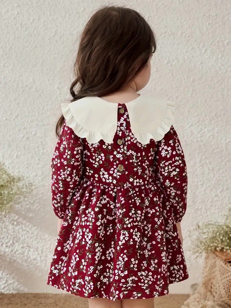 cute long sleeve dress floral patterns a bow girls suitable - Temu Oman cute long sleeve dress floral patterns a bow girls suitable - Temu Oman