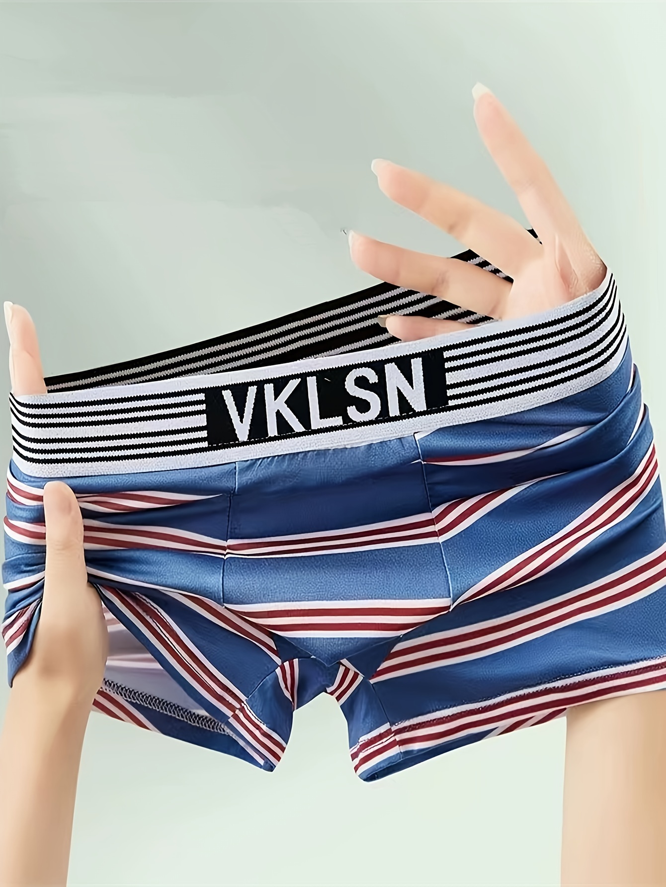 piezas de ropa interior para hombre, calzoncillos bóxer casuales sin  costuras elásticos a rayas de moda, calzoncillos bóxer elásticos y  transpirable - Main Image